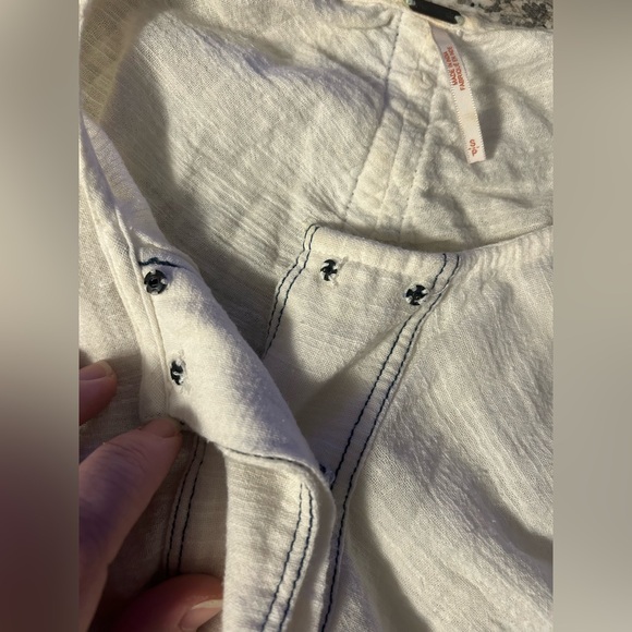 Free People Cropped Shirt Top White - Picture 5 of 8